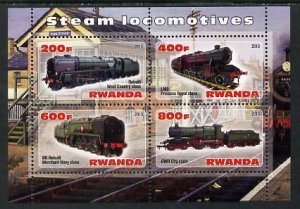 RWANDA - 2013 - Steam Locomotives #3 - Perf 4v Sheet - MNH - Private Issue