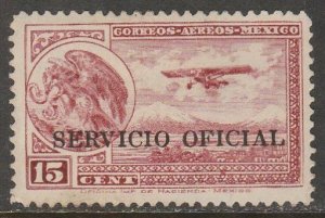 MEXICO CO21, 15¢ OFFICIAL AIR MAIL, SINGLE. UNUSED HR. F-VF. (1655)