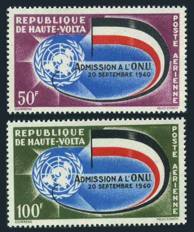 Burkina Faso C5-C6,MNH.Michel 112-113. Admission to UN,1962.Emblem,Flag.