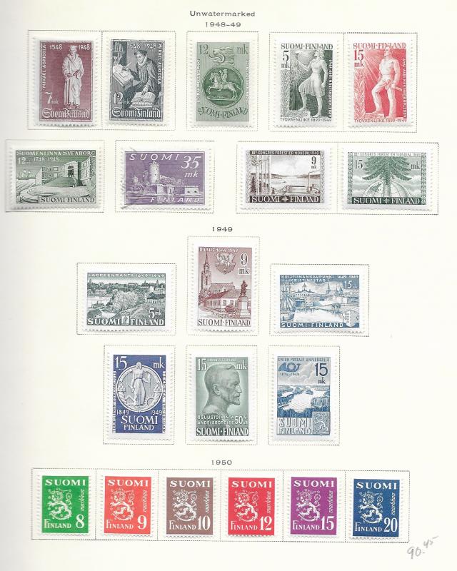 Finland 1941-1956 issued on pages used & MH, see desc. 2018 CV $222.70