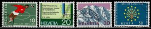 Switzerland #517-20 ~ Clpt Set of 4 ~ Soccer, Census, Alps ~ Used  (1964)