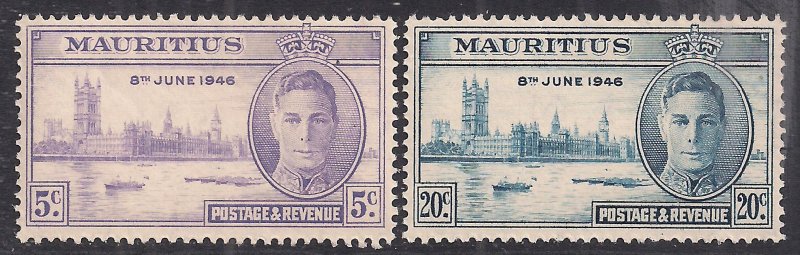 Mauritius 1946 KGV1 Set of Victory Umm SG 264 – 265 ( D328 )