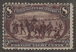 U.S. Scott # 289; 1898 8c vio brn Troops Guarding Train 