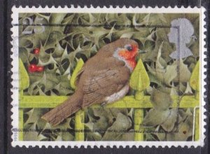 G.B. 1995 Christmas Christmas European Robins on Railing -  25p - used