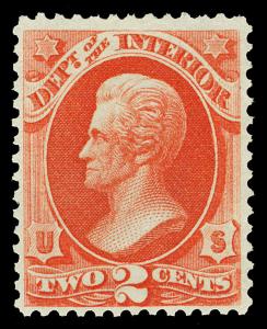 Scott O16 1873 2c Interior Department Official Unused F-VF NG Cat $30