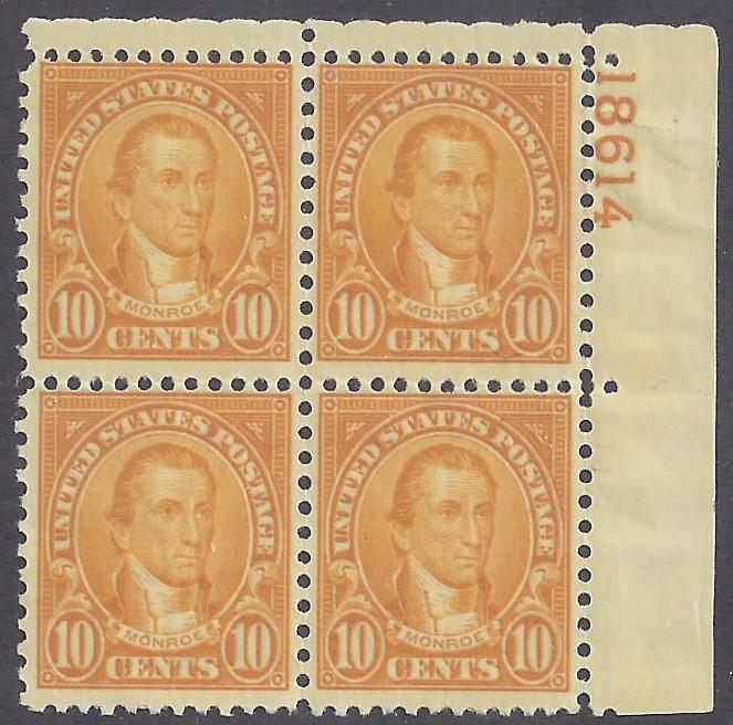 Scott #642 Mint plate block of 4