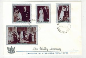 COOK ISLANDS FDC 1972 SET OF 4 QUEEN ELIZABETH & PRINCE PHILIP SILVER WEDDING