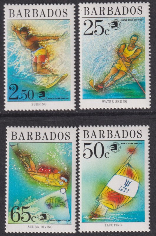 1989 Barbados World Stamp Expo set of four MNH Sc# 769  / 772 CV $15.00