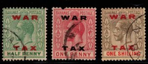 Bahamas Scott MR11-MR13 Used 1918 War Tax stamp set CV $58