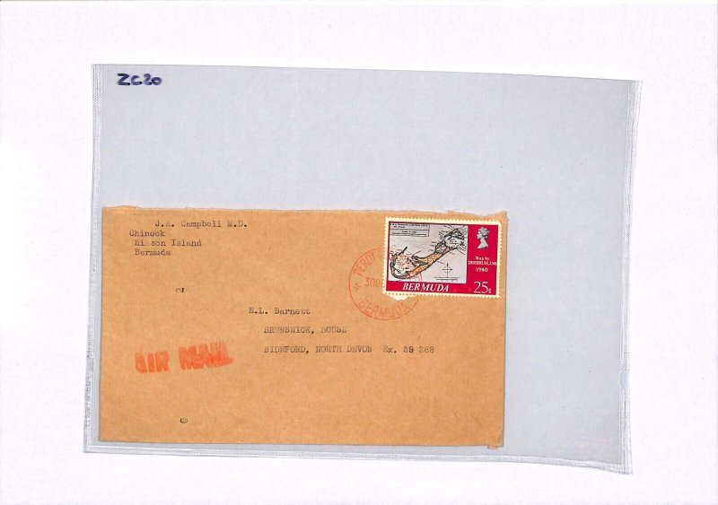 BERMUDA Commercial Air Mail Cover Perot Red CDS GB Devon Bideford{samwells}ZC20