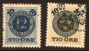 Sweden, Scott 50 and 51, used, VF/+