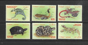 SIERRA LEONE #2384-9  SNAKES, REPTILES  MNH