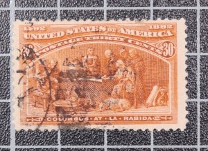 Scott 239 - 30 Cents Columbian - Used - Nice Stamp - SCV - $90.00