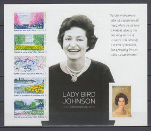 (I) USA Sc#4716g Lady Bird Johnson Full Imperforated Miniature Sheet MNH