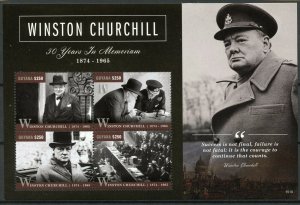 Guyana Winston Churchill Stamps 2015 MNH 50 Yrs Memoriam Famous People 4v M/S