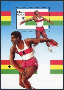 Ghana 1063, MNH. Michel Bl.131. Olympics Seoul-1988. Discus.