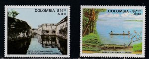 Colombia # C680-681, Amazon Region Fortress, Lake Scene, Mint NH..