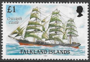 Falkland Islands Scott 498 MNH £1 Criccieth Castle Ship Issue of 1989