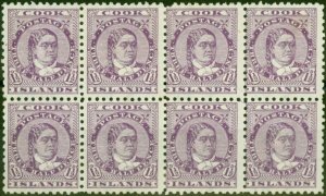 Cook Islands 1896 1 1/2d Deep Lilac SG14 Fine MM & MNH Block of 8