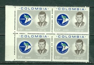 COLOMBIA 1963 KENNEDY AIR #C455 MARGIN BLK MNH