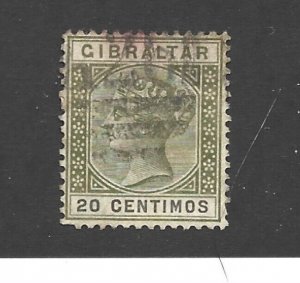 Gibraltar Scott 31 20-centimos Victoria used 2019 cv $100