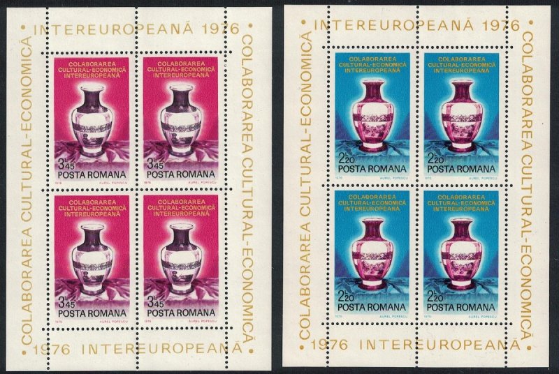 Romania Vases from Cluj-Napoca porcelain factory 2v Sheetlets 1976 MNH