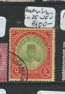 MALAYA TRENGGANU (P2702B) SULTAN $5.00  SG 25  VFU  SCARCE