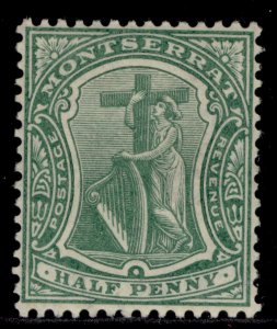 MONTSERRAT EDVII SG35, ½d deep green, M MINT. Cat £13.