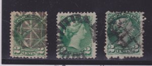 CANADA  Small Queens #36 FANCY POSTMARKS collection 2c Green Ten Stamps