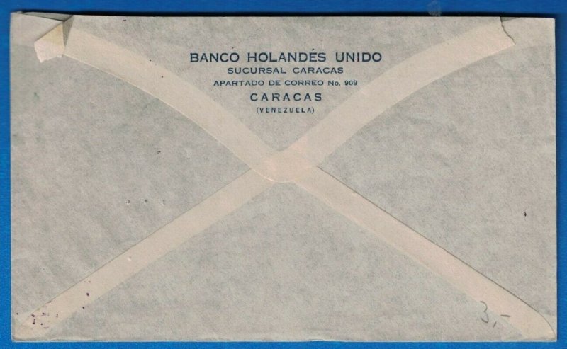 1930s VENEZUELA Ad Cover-Banco Holandes Caracas to Berlin, Germany Air Mail C12  