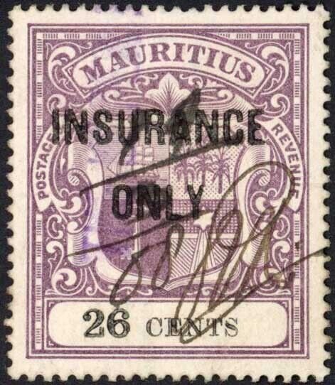 Mauritius BF45 26c (2.5mm) Purple and Black Insurance