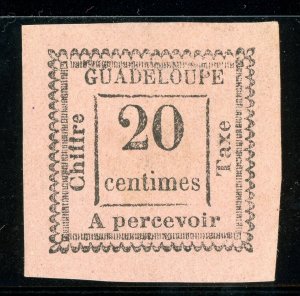 Guadeloupe 1884 French Colony 20¢ Black/Rose SG #D11 Mint D955