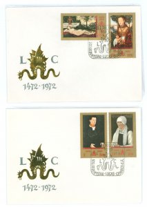 German Democratic Republic (DDR) 1384-7 1972 Art: Lucas Cranach, the Elder set of four, on two unaddressed first day covers with