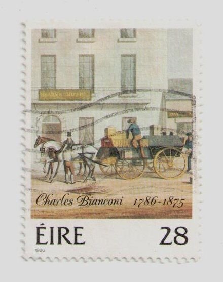 1986 Ireland #675 stamp Charles Bianconi 1786-1875 Horses, carriage, wagon, USED