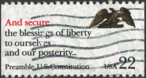 SC#2358 22¢ Constitution Booklet Pane Single (1987) Used