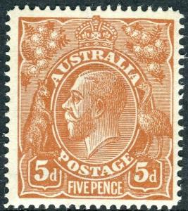 AUSTRALIA-1915 5d Brown.  An unmounted mint example Sg 23