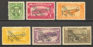 Philippines Scott C46-C51 Unused HOG - 1933 Air Post Overprints - SCV $3.65