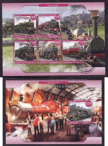 Malagasy- id1415-two used sheets-Steam Trains-Locomotives-2020-