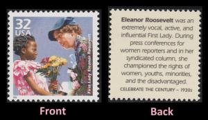 US 3185d Celebrate the Century 1930s Eleanor Roosevelt 32c single MNH 1998