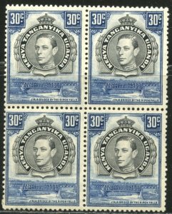 KUT Sc#76b SG141 Block of 4 1938 KGVI 30c Perf Variety Mint Hinged