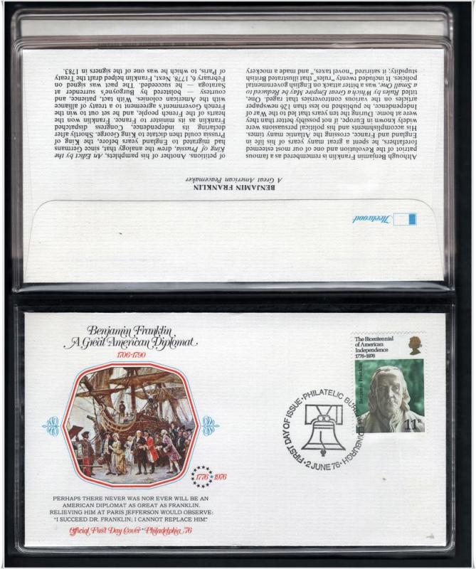 Ben Franklin Bicentennial First Day Covers (1976) Set of Six