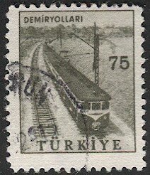 TURKEY 1959  Sc 1453  Used 75k VF  Railway / Train