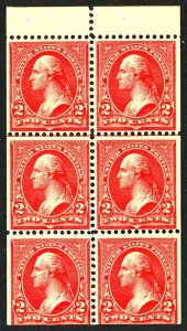 U.S. #279Be MINT BOOKLET PANE OF 6 OG 2 stamps LH rest NH