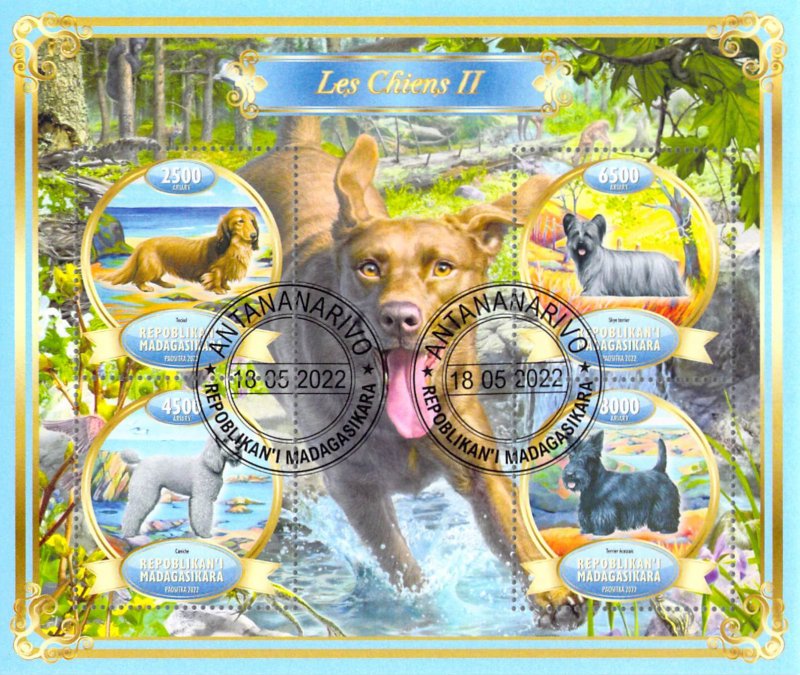 Madagascar 2022 Sheet  Dogs breeds 4 values (TS0107)