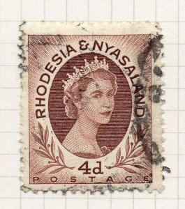 Rhodesia & Nyasaland 1954 QEII Early Issue Fine Used 4d. 075716