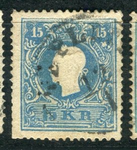 AUSTRIA; 1858 classic F. Joseph issue fine used Shade of 15k. value,