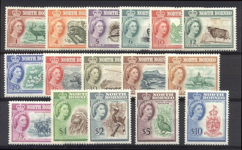 NORTH BORNEO #280-95 Mint - 1961 QE II Pictorial Set