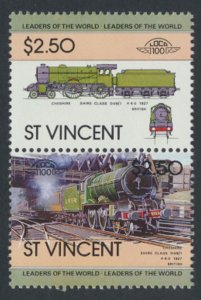 St. Vincent  SC# 705a-b  MNH Trains Locomotives se-tenant pair 1983  see deta...