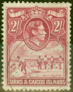 Turks & Caicos Is 1944 2s Brt Rose-Carmine SG203a Fine Used