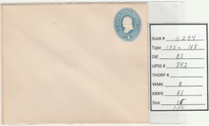Scott# U294 Die83   UPSS#882 US envelope.